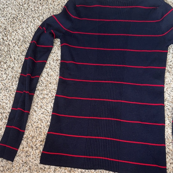 Athleta Navy Sweater with Red Stripes Women’s Small GUC Super Stretchy - Picture 2 of 10